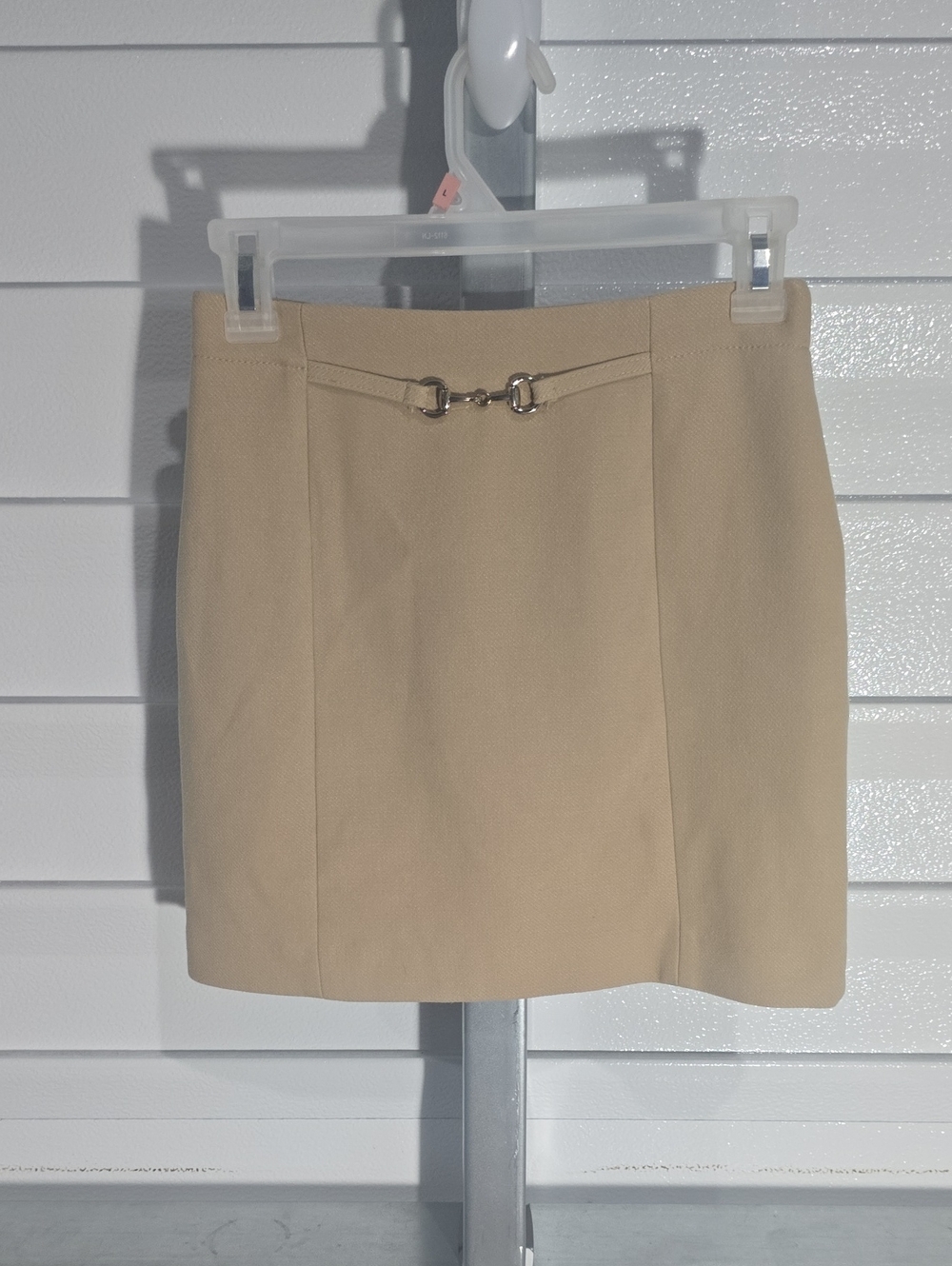 H&M Beige Mini Skirt with Silver‎ Horsebit Accent Size 0
